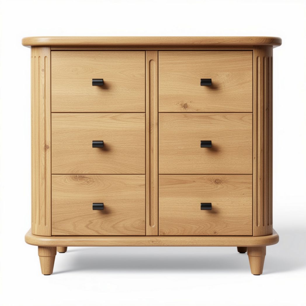 Commode en bois naturel de hêtre avec six tiroirs dimensions 80 x 40 x 75cm
