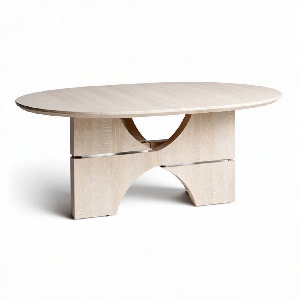 Table à manger ovale en bois clair 150 x 80 x 75 cm pour salle à manger