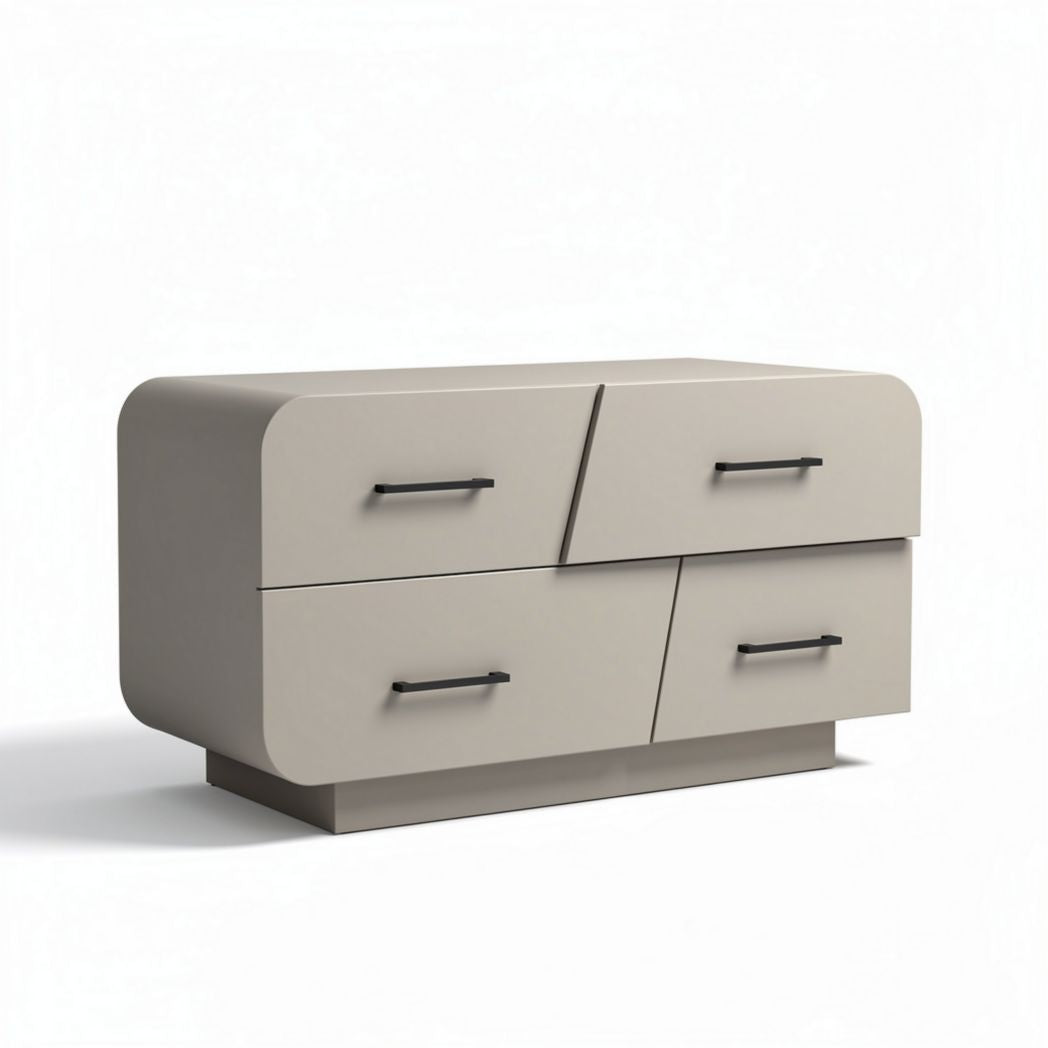 Commode en bois avec quatre tiroirs couleur beige dimensions 120 x 60 x 75cm
