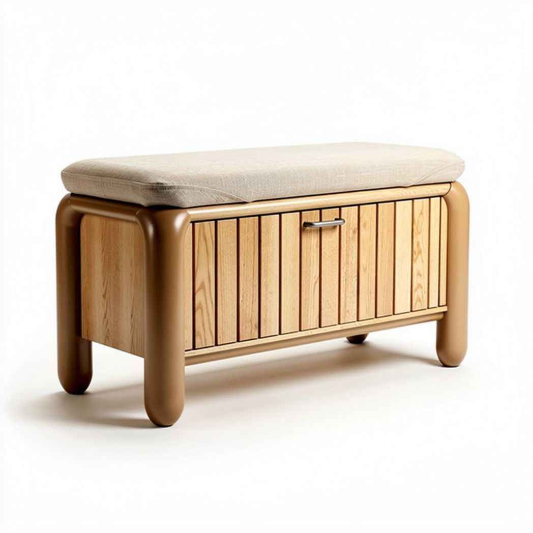 Banc en bois avec coussin rembourré 100 x 40 x 45cm couleur naturelle