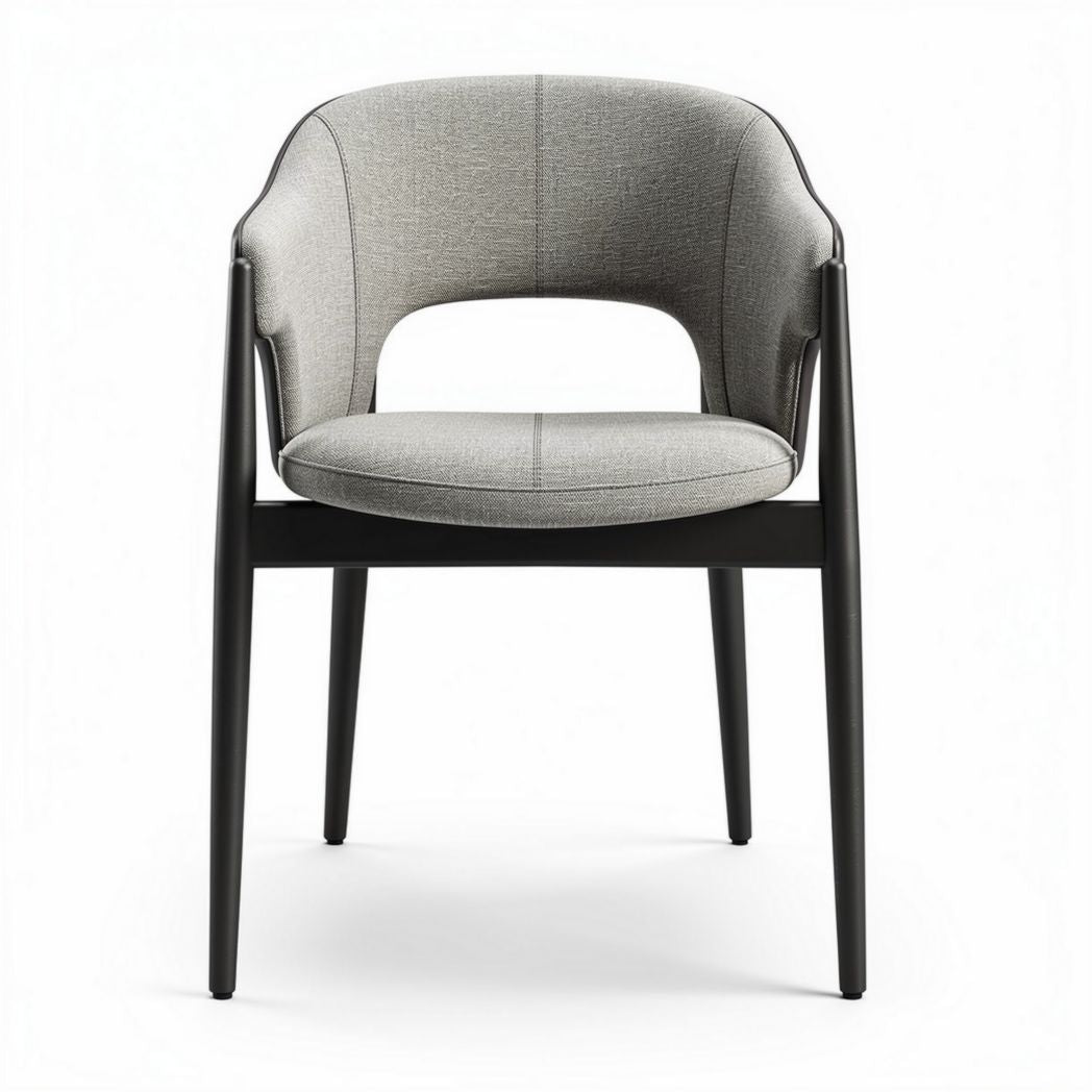 Chaise d'appoint en tissu gris avec structure en métal noir 40 x 45 x 80cm