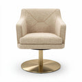 Fauteuil pivotant en tissu beige avec base en métal doré 70 x 70 x 80cm